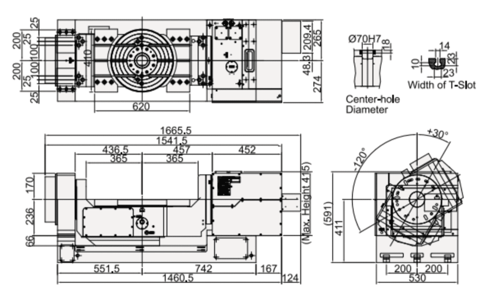 Наклонно-поворотный стол с ЧПУ Detron GTFE-410HBLS ø100 мм