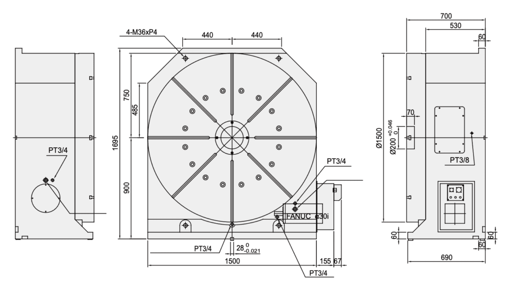 Поворотный стол c ЧПУ GSA CNC-1500HV ø1500мм