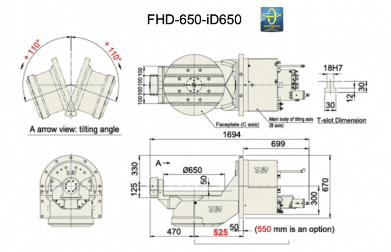 Поворотный стол c ЧПУ с роликовым приводом TJR FHD-650-iD650