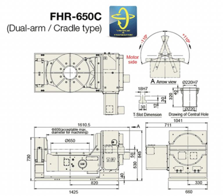 Наклонно-поворотный стол с ЧПУ TJR FHR-650C ø650 мм