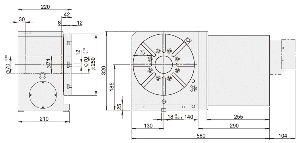 Поворотный стол c ЧПУ GSA RCT-250R ø250мм