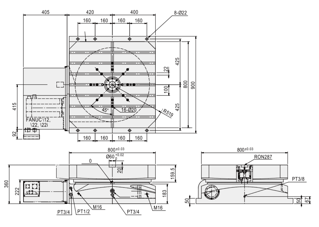 Горизонтальный стол c ЧПУ GSA HRT-800